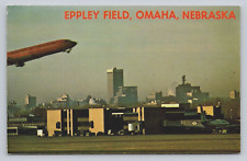 Postcard Nebraska Omaha Eppley Field Plane at Take Off City Skyline  B608 picture
