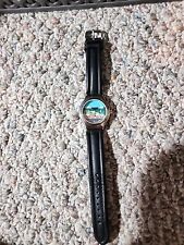 Vintage South Park Cartoon Watch Men Silver Tone Leather Band Untested 1998 picture