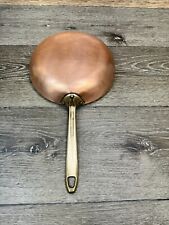Vintage Copper Skillet 8” Heavy  Brass Handle Stainless Steel Lined picture