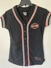 Genuine Harley-Davidson S/S Baseball Jersey Shirt Black Womens Size S picture