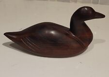 SOLID WOOD VINTAGE CARVED DUCK - BEAUTIFUL picture