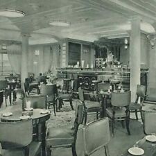 Vintage 1930s ITALIAN LINE S.S. REX Smoking Lounge Tourist Class Rare POSTCARD picture
