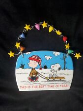 Department 56 Peanuts Holiday Ornament Plaque Sign Decor Snoopy Linus Schulz picture