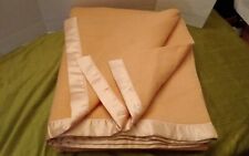 Blanket Vintage Pepperell Rust Color Wool Blend Satin Binding 71