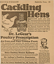 1929 Dr. LeGear's Poultry Prescription, Cackling Hens Chickens Vintage Print Ad picture