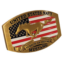 United States Navy Mustang Officer Belt Buckle - 3D Logo - Bronze/Brass Color picture