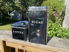 Vintage 1950's 2 Garner Ware Chrome Kitchen Canisters Sugar Coffee Storage Tins picture