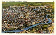 WILMINGTON, Delaware DE   CITY~BRIDGES~RIVER~Aerial View  TICHNOR GLOSS Postcard picture
