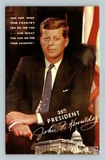 Postcard 35th President John F Kennedy famous quote chrome picture