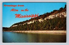 Alton IL-Illinois, Alton Bluffs From Mississippi River Antique Vintage Postcard picture