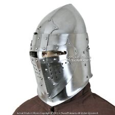 Functional 16G Steel Medieval Knight Pig Face Bascinet Helmet WMA SCA LARP Armor picture