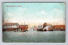 Chicago, IL-Illinois, Mouth Of River Antique c1909, Vintage Souvenir Postcard picture