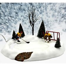 Dept 56 Xmas Village Animated Hockey Player Practice Ice Skating Works FineVIDEO picture
