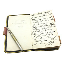 1878 German Girl's Leather Pocket Journal Diary SIGNED and DATED, Pennsylvania  picture