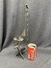 Hand Forged PRIMITIVE 16” High Candle Holder & Snuffer 1700's Style Horse Bird picture