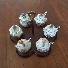 Lenox Vtg Orchard Jam/Jelly Jar Set with Lids Spoons Serving Tray Porcelain READ picture