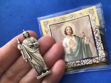 Saint St Jude Silver Tone Metal Saint Pocket TOKEN Icon Prayer difficult situati picture