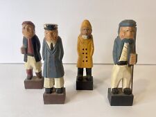 Vintage Wood Carved Fisherman Pirate Sailor Mariner 6” Tall Nautical  Sculptures picture