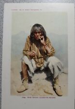 Moki Pueblo Indian cannabis smoker  litho postcard 1899 Detroit Photographic Co picture