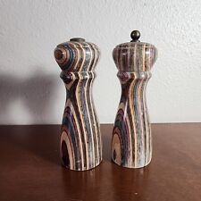 Vintage Mr Dudley Wooden Pepper Mill  & Salt Shakers Multi-Colored Rainbow Set picture