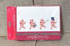 Vintage Hallmark Teddy Bear Marching Band Holiday Celebration Invitations picture
