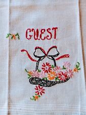 Vtg. Hand Embroidered GUEST Hand Towel picture