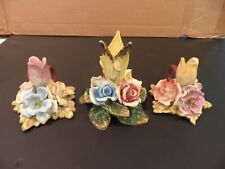 Vintage Porcelan Hand Painted Candle Holders, Lot of 3. picture