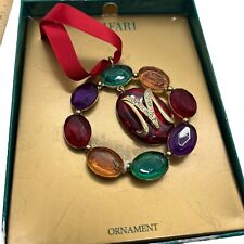 Trifari M Initial Ornament Christmas Bold Colorful Jewels New In Box Box Damage picture