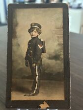 1890s cabinet card kid soldier  military hand colored photo Little admiral id’ed picture