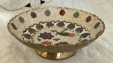 Vintage Ornate Enamel  Decoration Brass  Fruit Bowl on a Leg picture