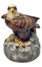 Vintage 1973 BALD EAGLE 6” Porcelain Music Box Plays America The Beautiful Works picture