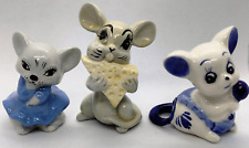 Miniature Ceramic Mouse Figurine Collection Set of 3 picture