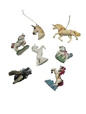 Set of 7 Vintage Small Unicorn Figurines Magnet and Christmas Ornaments picture