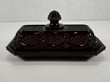 VTG  Avon Cape Cod 1876 Collection Dark Ruby Red Cranberry Covered Butter Dish  picture