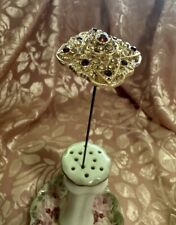 Wow A Beauty Antique/Vintage Style  Handcrafted Hatpin-Gold tone Rhinestone head picture