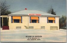 Two Harbors, Minnesota Postcard HOUSE OF SWEDEN RESTAURANT Highway 61 Linen 1949 picture