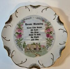 Vintage Porcelain House Blessing Plate Wall Decor 18K Gold Trim picture