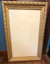 GORGEOUS ANTIQUE LARGE PICTURE FRAME GOLD GILT GLASS VTG 36X22 MIRROR PAINTING picture