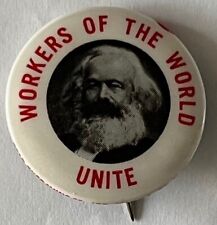 Karl Marx revolutionary socialist Communist Manifesto workers political button picture