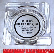 Vintage Anthony's Barber Supply Pensacola Florida Glass Ashtray FL picture