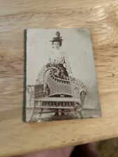 VTG EARLY 1900'S GIRL Lady REAL PHOTO Standing Behind Wicker Chair 2.25 X 3 picture