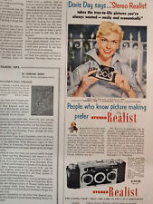 1953 Holiday Original Art Ad Advertisement DORIS DAY for REALIST Stereo Cameras picture