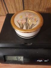 Art of Chokin Japanese Vintage Iris Flowers Trinket Dish 24K Gold Trimmed  picture
