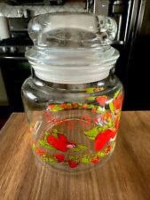 Vintage 1980’s Strawberry Shortcake Glass Canister Jar & Lid Berry Container picture
