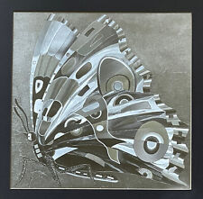 Vintage 70s Abstract Butterfly Foil Etching Wall Hanging Mid Century Modern Art picture