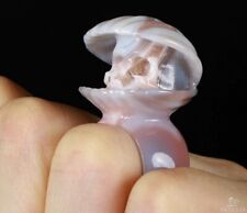 Ring Inside Diameter8,5(19 mm) Mozambique Agate Carved Crystal Skull Ring picture