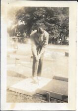 Young Man Playing Putt Putt Golf Outdoors Photograph 1930s 2 1/2 x 3 1/2 picture