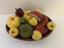 Vintage Wooden Bowl and 14 pcs of Fruit picture