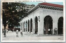 Postcard FL Post Office Fourth St People Street View St Petersburg Florida picture