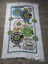 made in USA vintage 1960s beach towel TELEPHONE cannon FLOWER POWER hippie picture